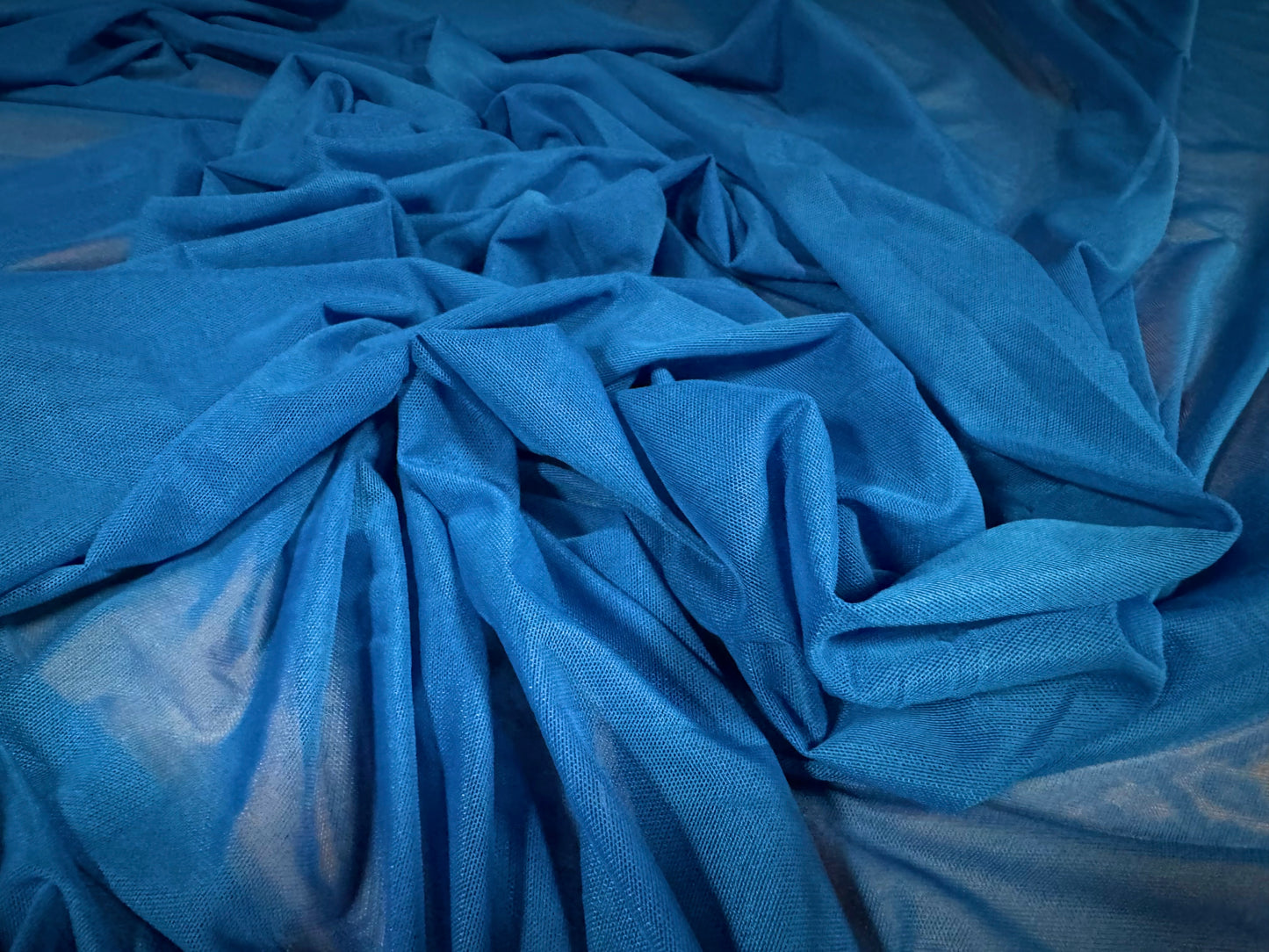 Power mesh net stretch spandex fabric, per metre - plain - Azure Blue