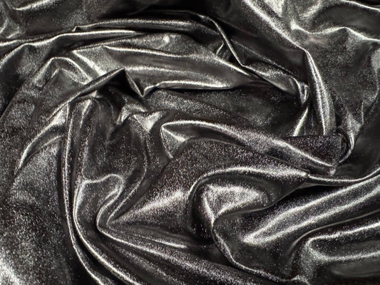 Stretch metallic lamé jersey fabric, per metre - plain - dark silver