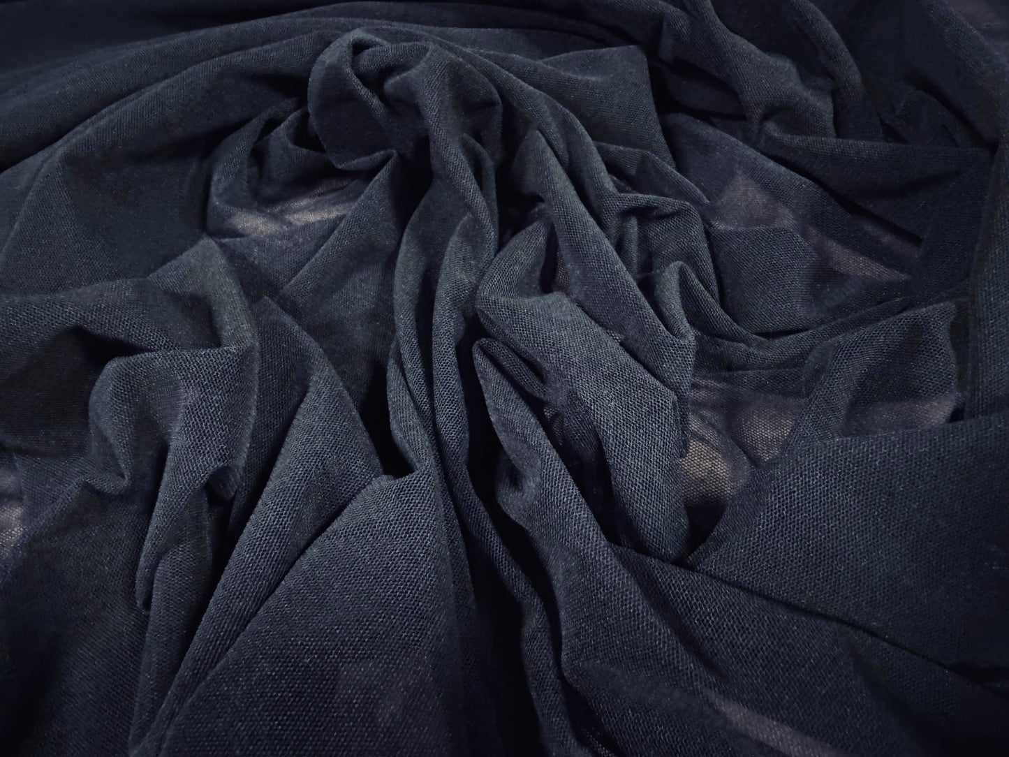 Power mesh net stretch spandex crepe fabric, per metre - Plain - dark navy blue