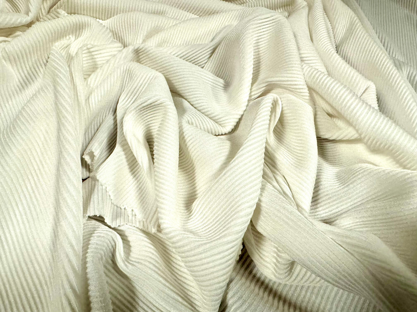 Fine ribbed spandex stretch jersey fabric, per metre - plain - cream