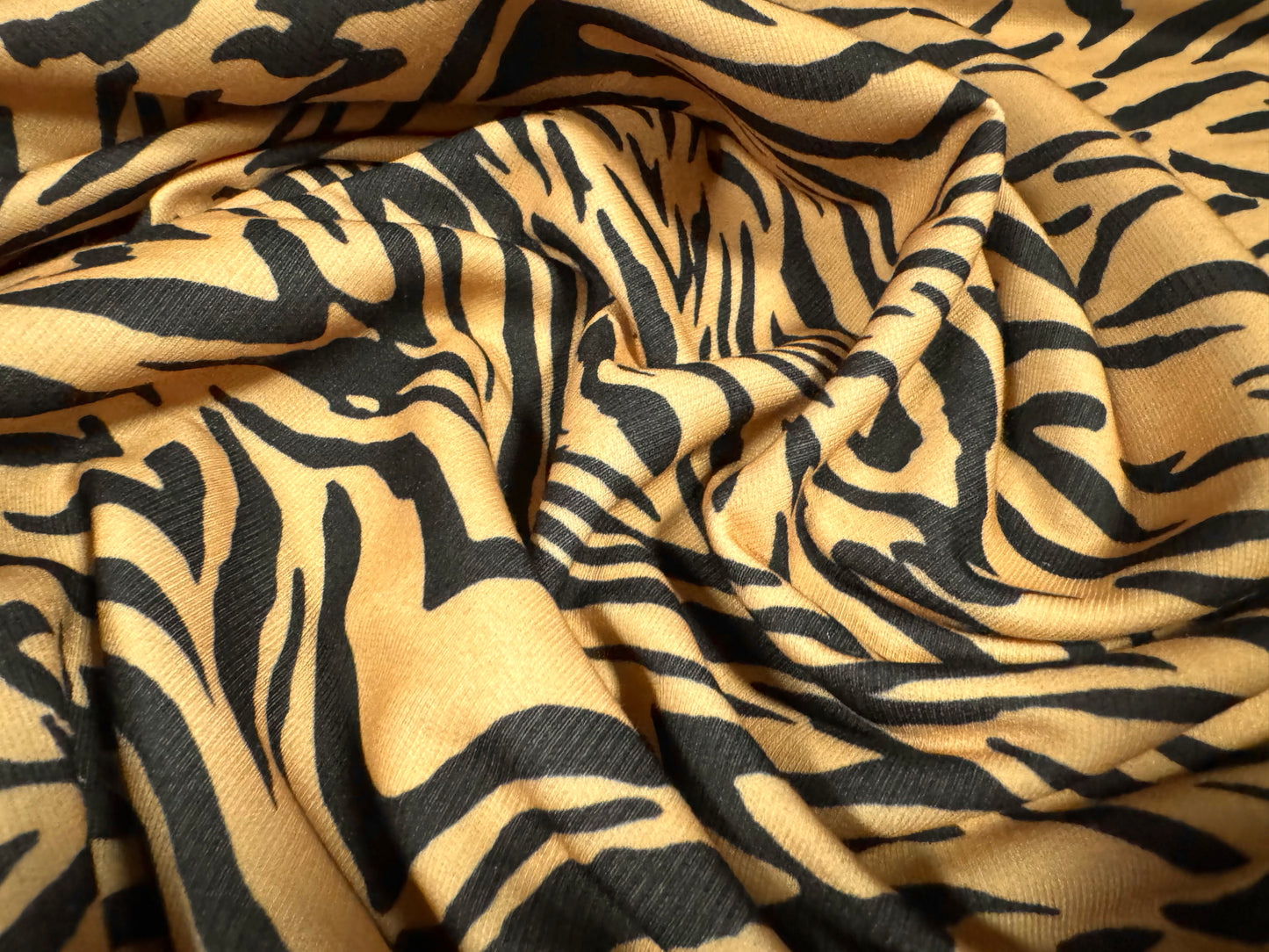 French Terry loopback sweatshirt jersey fabric, per metre - tiger print - tan
