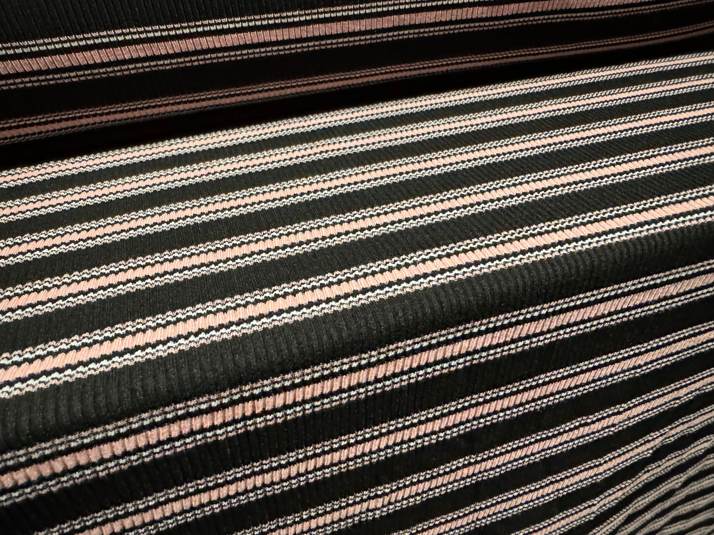 Stretch Spandex rib jersey fabric, per metre - stripe - black pink white