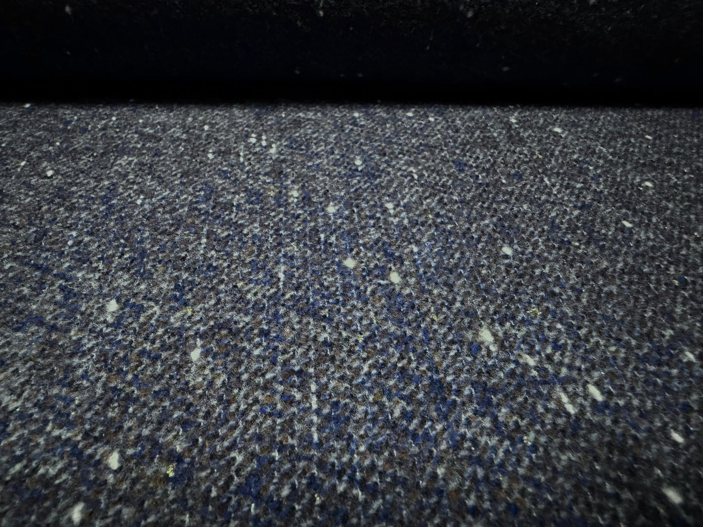 Metallic wool tweed fabric, per metre - denim blue with gold fleck