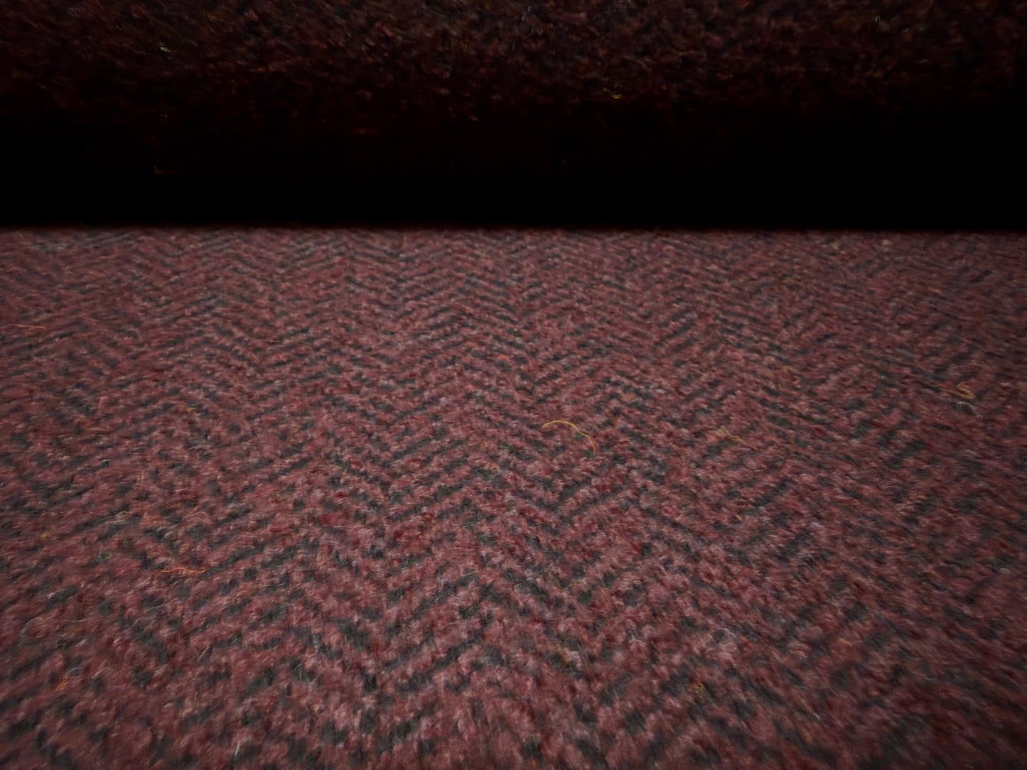 Heavyweight wool flannel coat jacket fabric, per metre - herringbone - burgundy