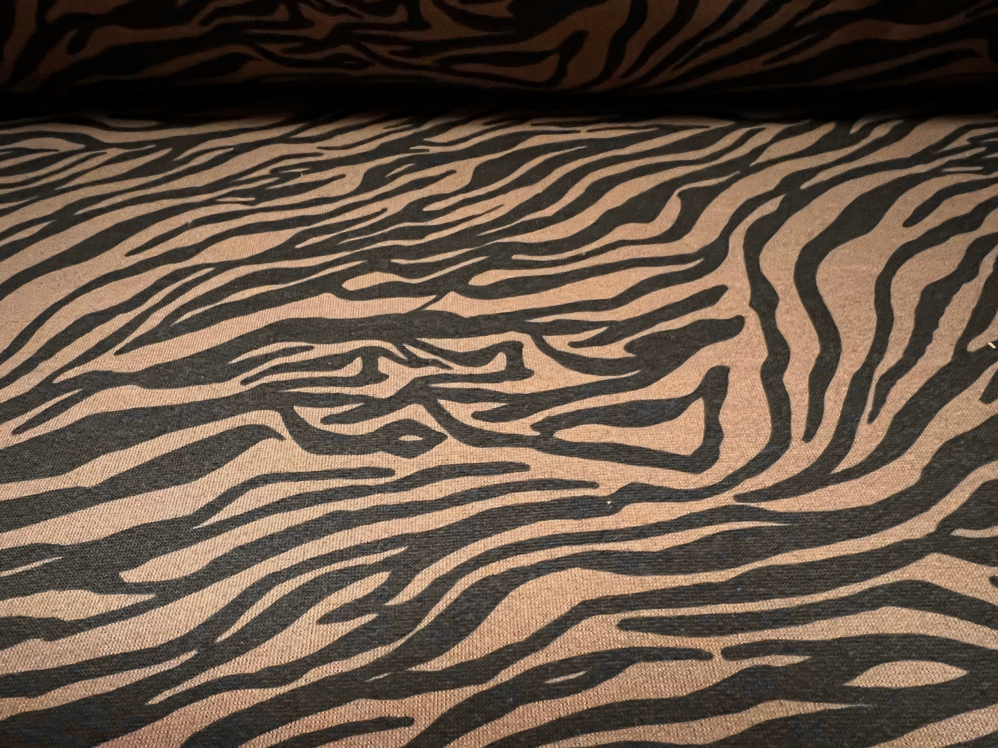 French Terry loopback sweatshirt jersey fabric, per metre - zebra print - brown & black
