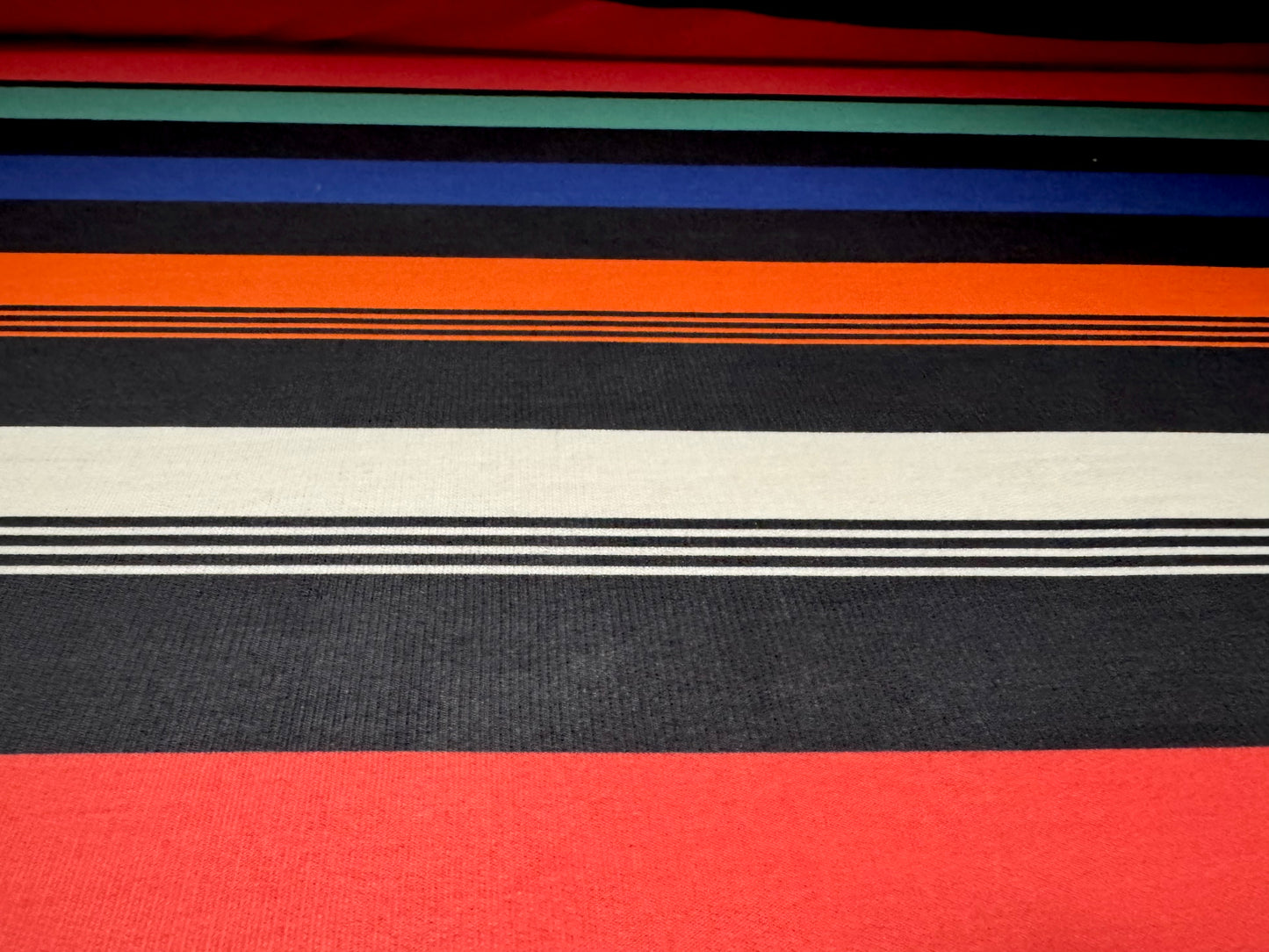 French Terry loopback sweatshirt jersey fabric, per metre - multicolour stripes print