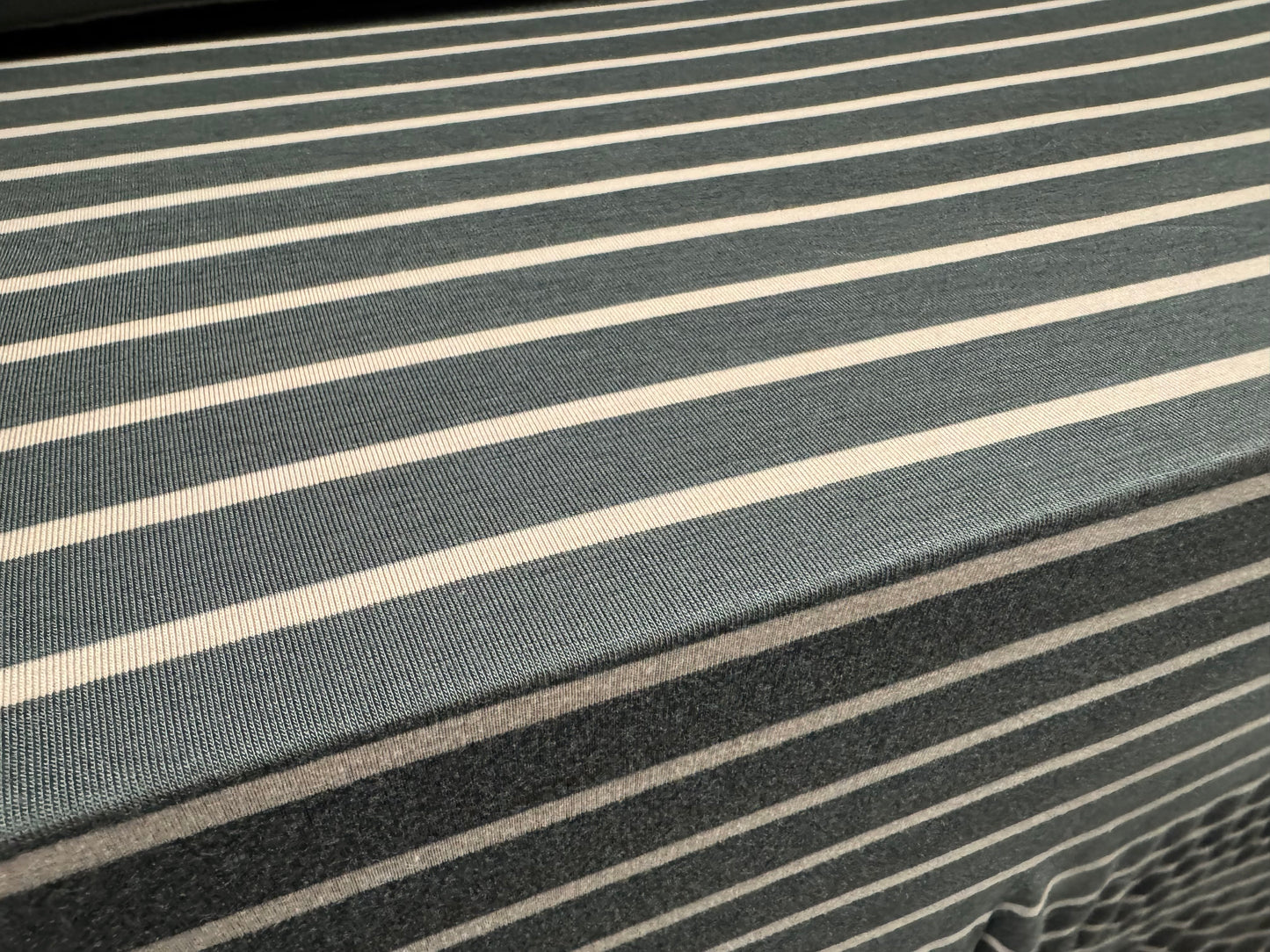 Viscose spandex stretch single jersey fabric, per metre - stripe - grey & cream