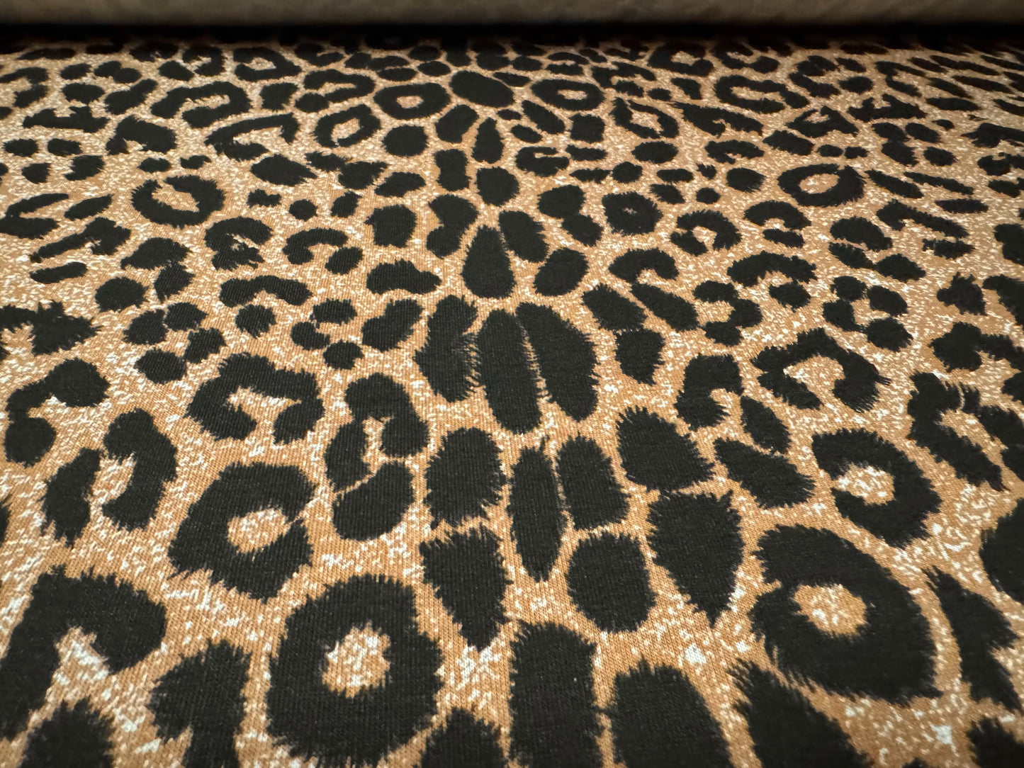 Viscose spandex stretch single jersey fabric, per metre - leopard skin print - light brown