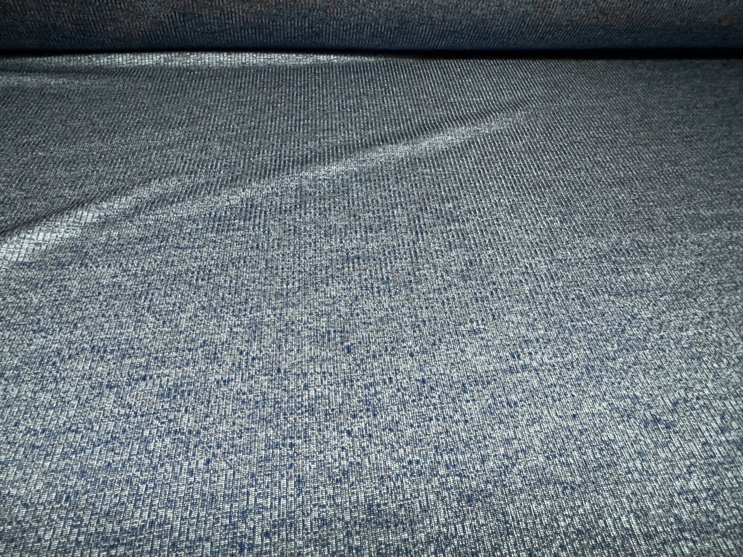 Fine ribbed spandex stretch jersey fabric, per metre - plain - denim blue melange