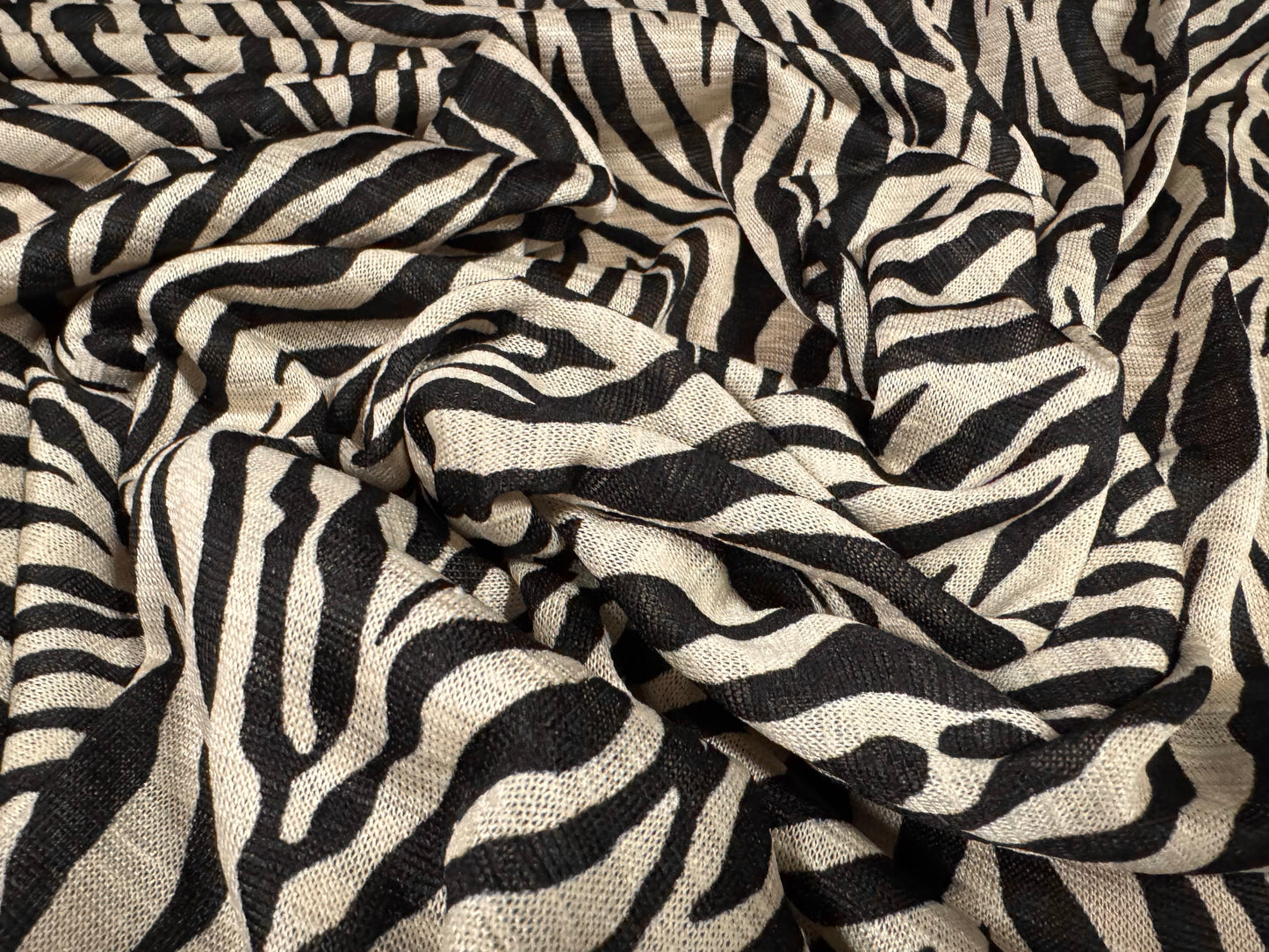 Knitwear jersey slub fabric, per metre - zebra print - cream