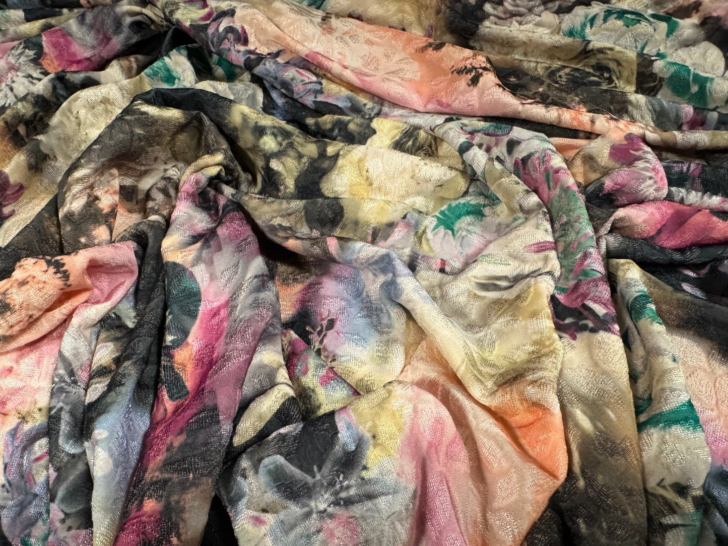Stretch spandex jersey jacquard fabric, per metre - The Lost City - floral print - multicolour