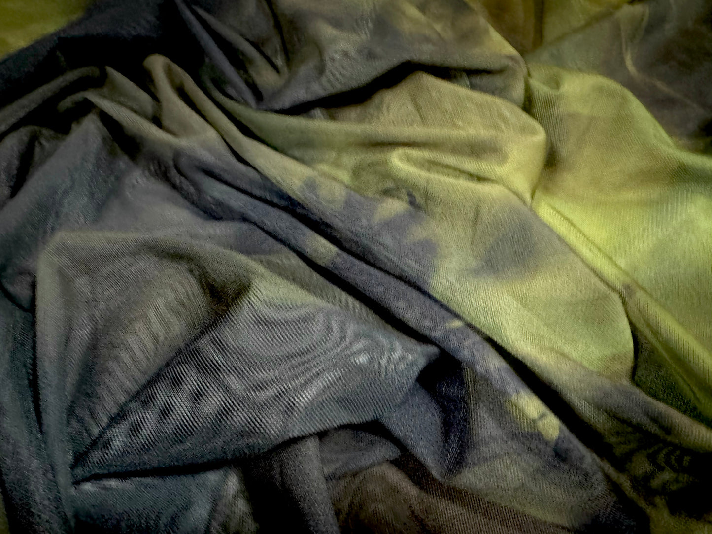 Power mesh net stretch spandex fabric, per metre - stylised sunflower print - black & green