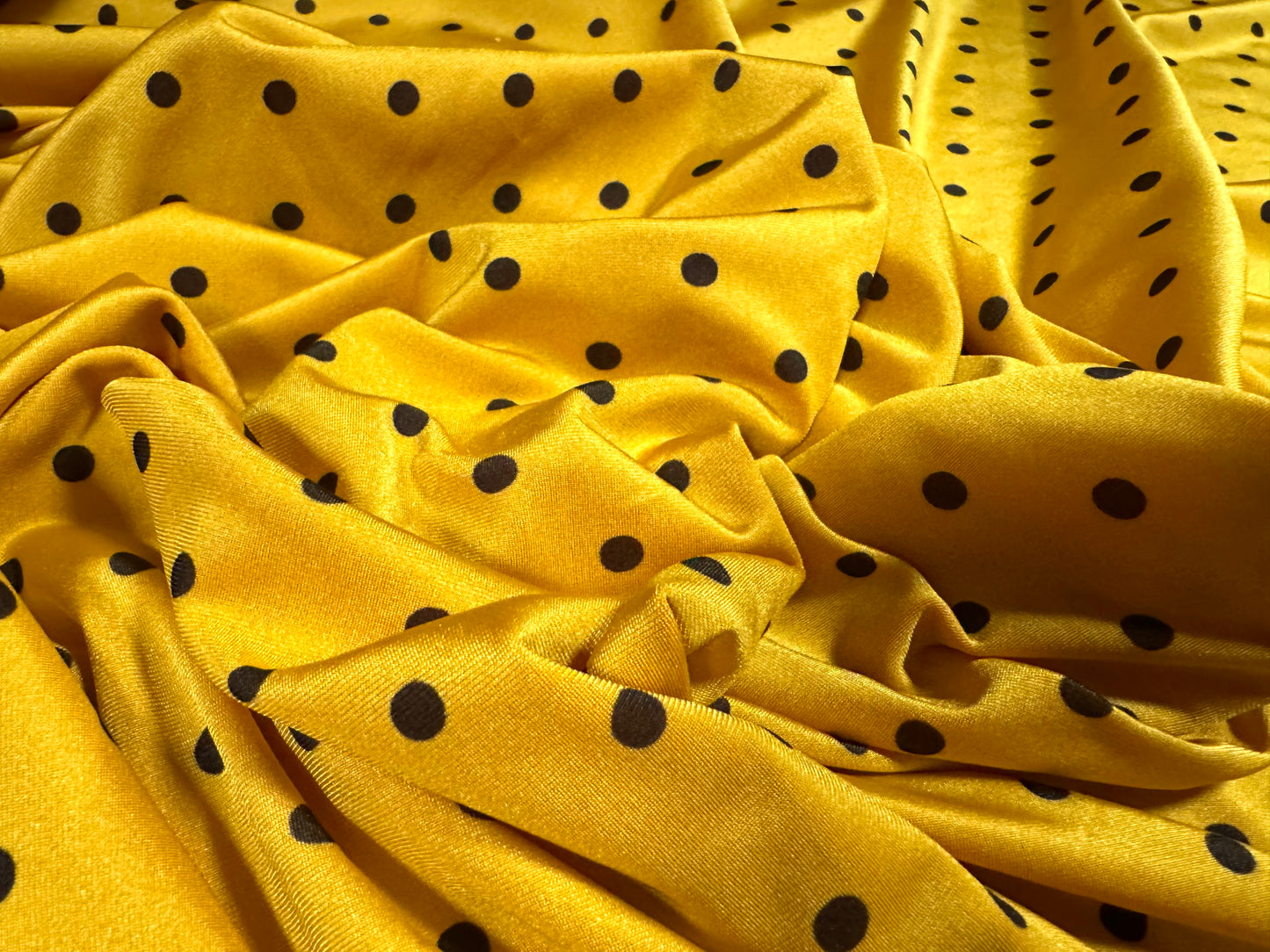Swimwear stretch spandex jersey fabric, per metre - polka dot print - yellow gold