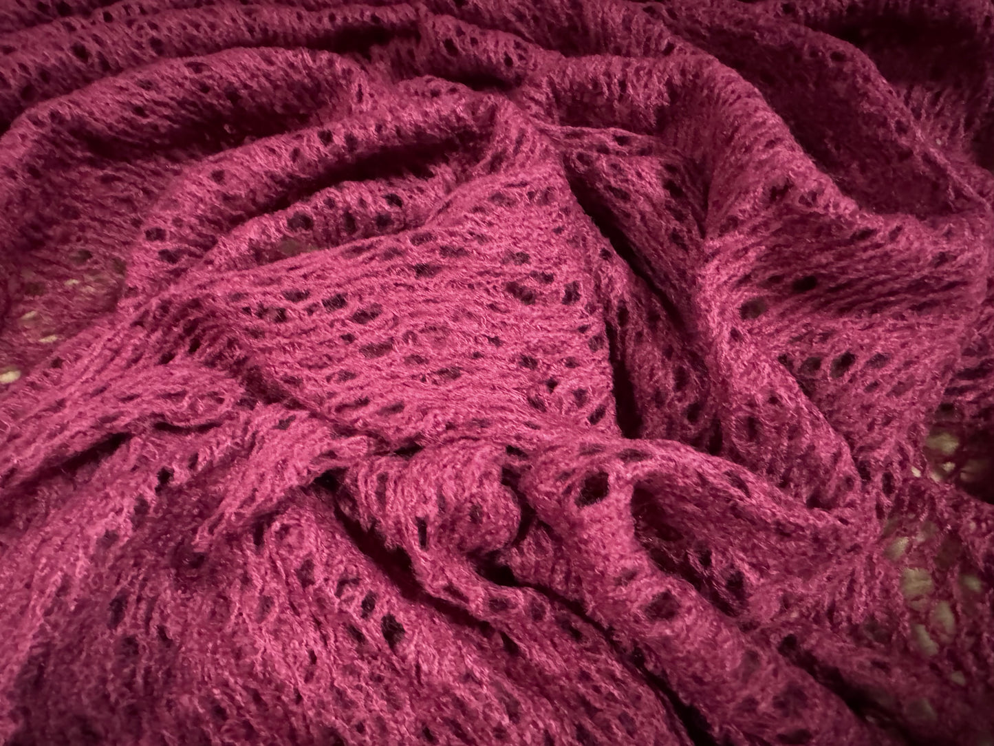 Soft crochet knit fabric, per metre - magenta