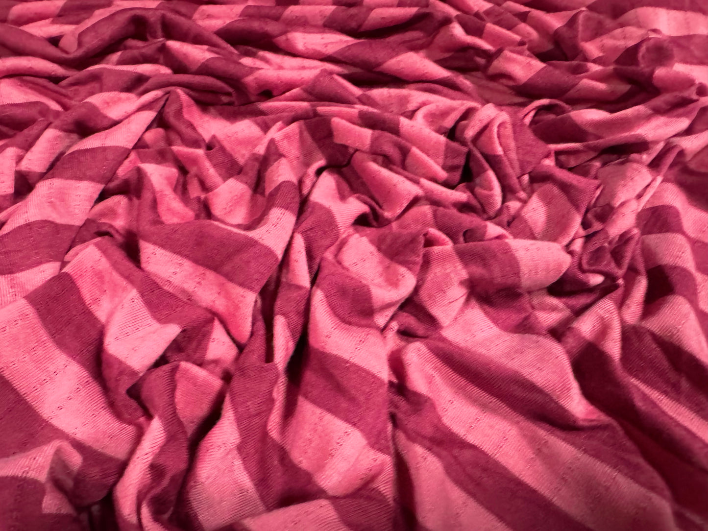 Viscose blend single jersey fabric, per metre - jacquard stripe - dark pink