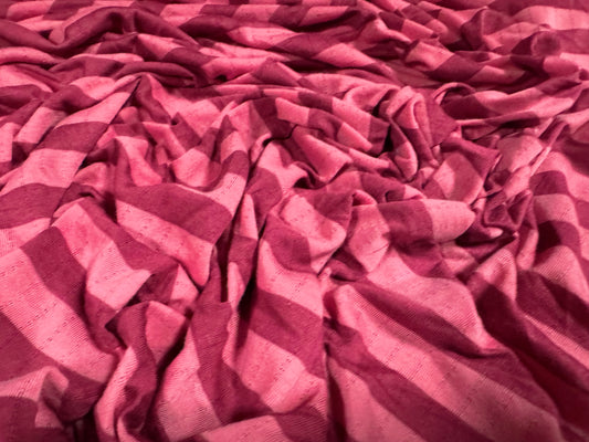 Viscose blend single jersey fabric, per metre - jacquard stripe - dark pink