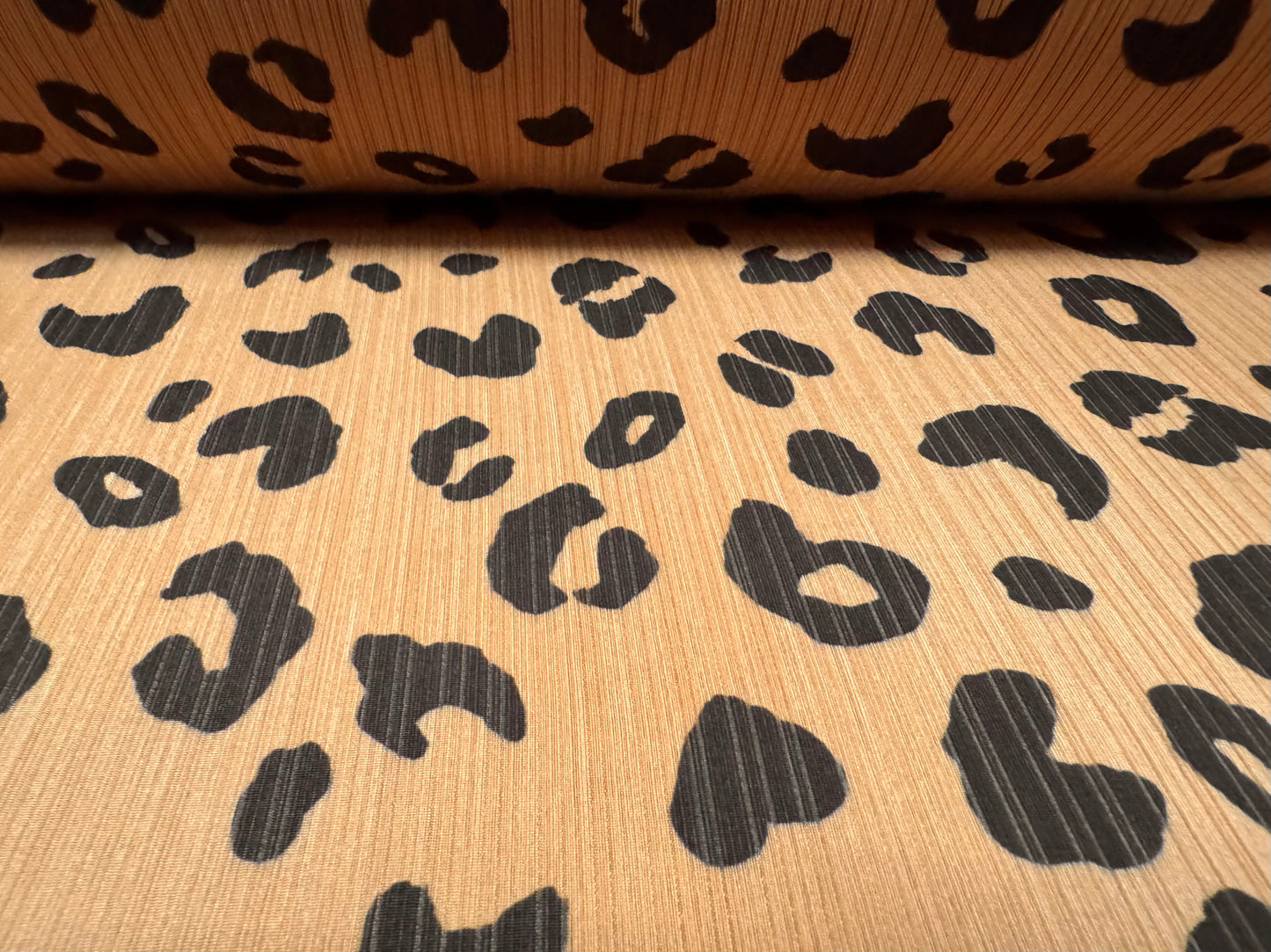 Stretch spandex ribbed jersey fabric, per metre - cheetah print - light brown