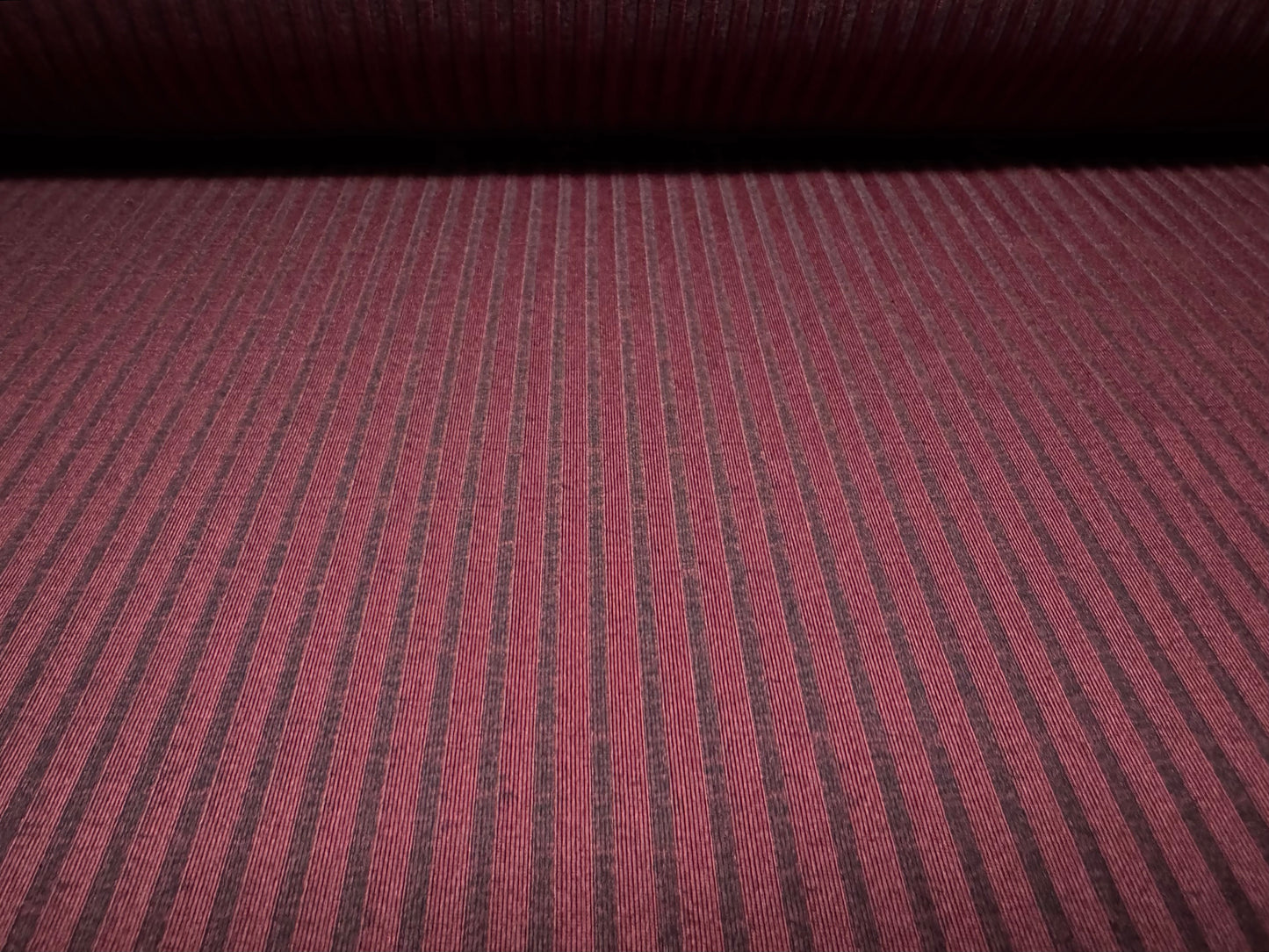 Spandex stretch rib jersey fabric, per metre - shadow stripe - burgundy