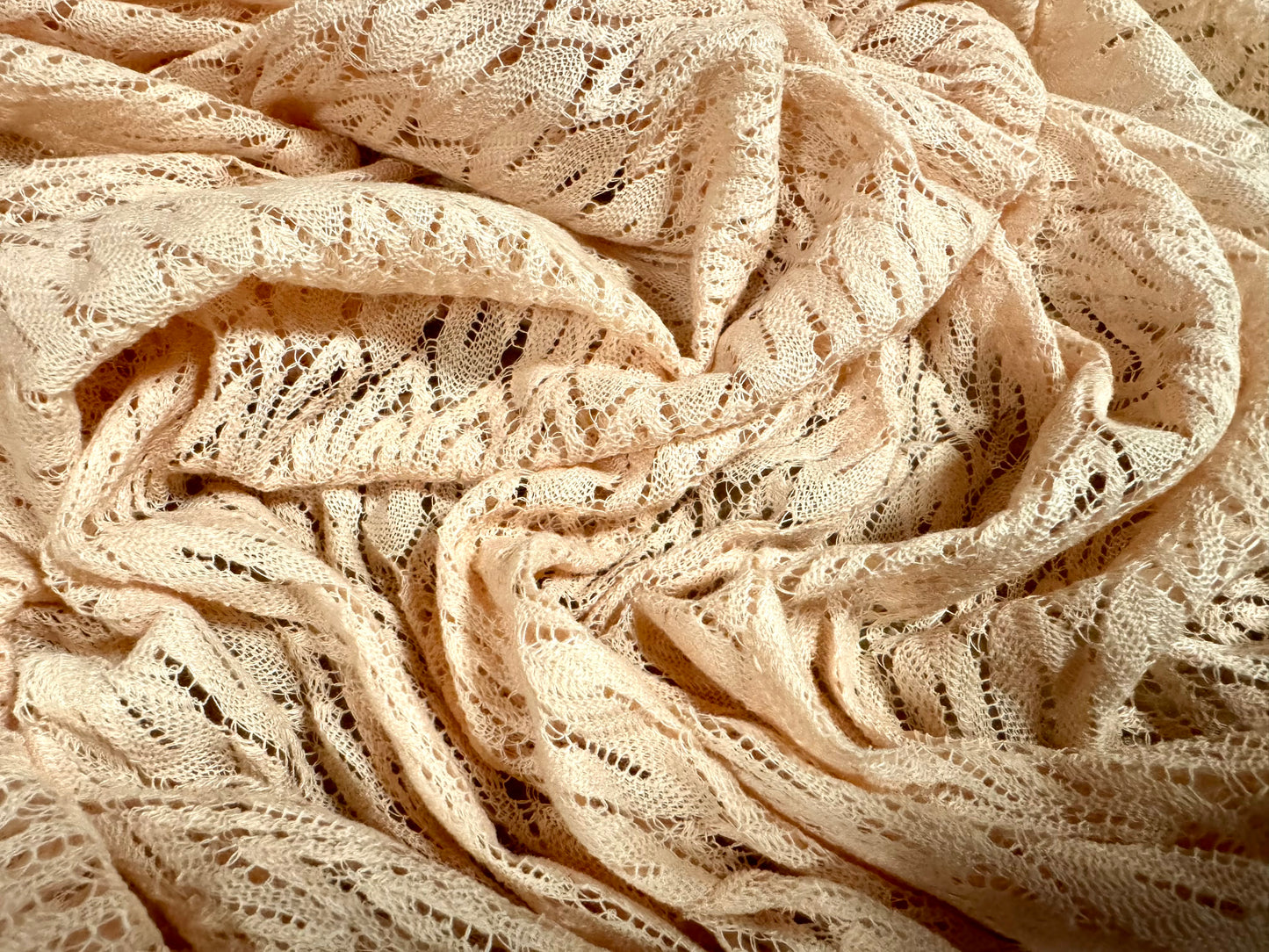 Crochet lace dress fabric, per metre - squiggle design - nude