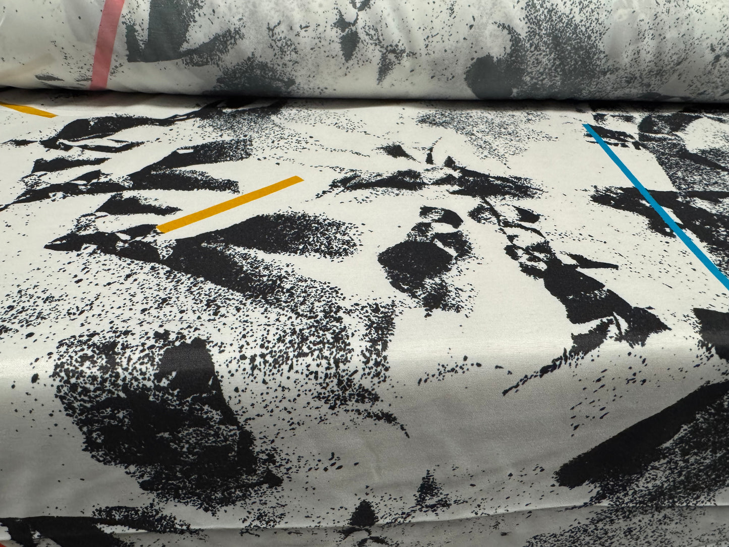 Vintage shellsuit fabric, per metre - retro 80s abstract print - black & white
