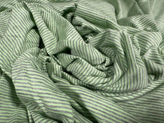 Viscose spandex stretch single jersey fabric, per metre - pinstripe - pistachio