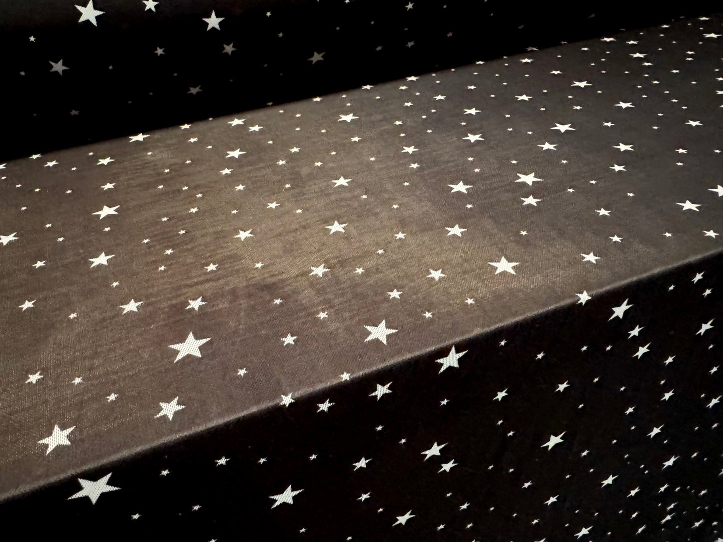 Power mesh net stretch spandex fabric, per metre - stars print - black & white