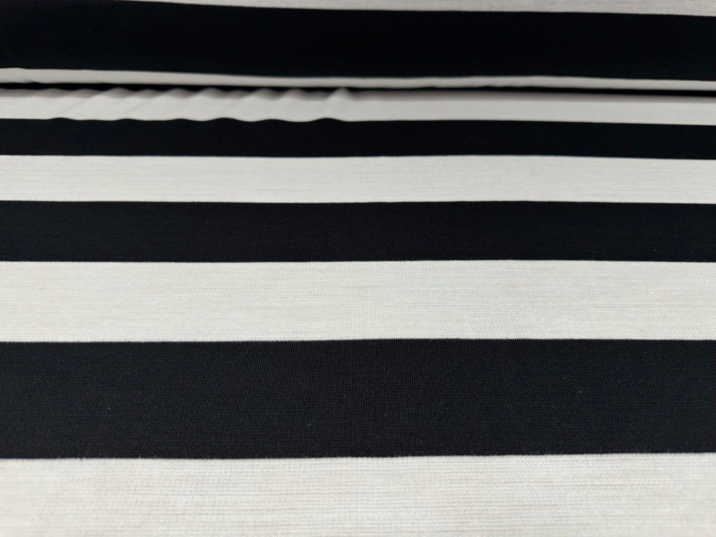 Knitwear jersey fabric, per metre - Rugby stripe - black & white