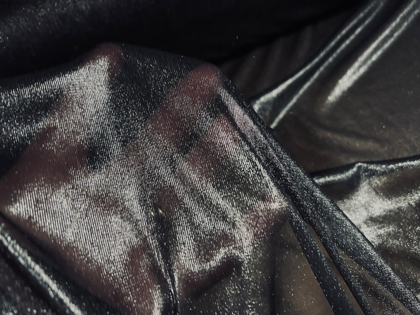 Metallic super fine mesh fabric, per metre - black with silver foil finish