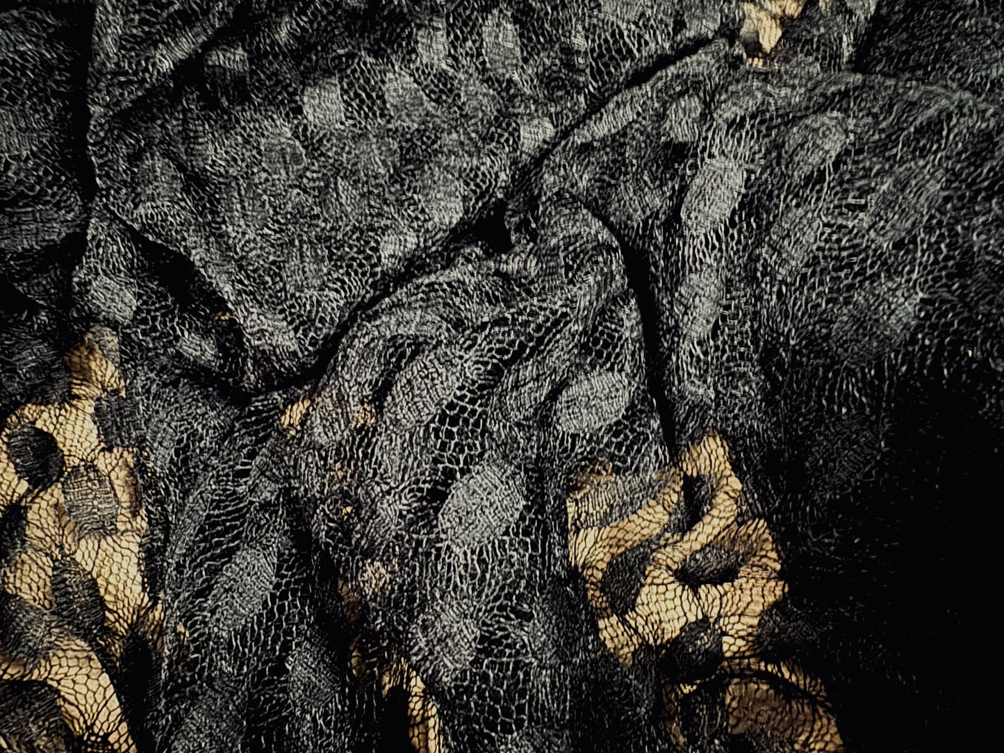 Stretch spandex mesh fabric, per metre - dobby jacquard - black