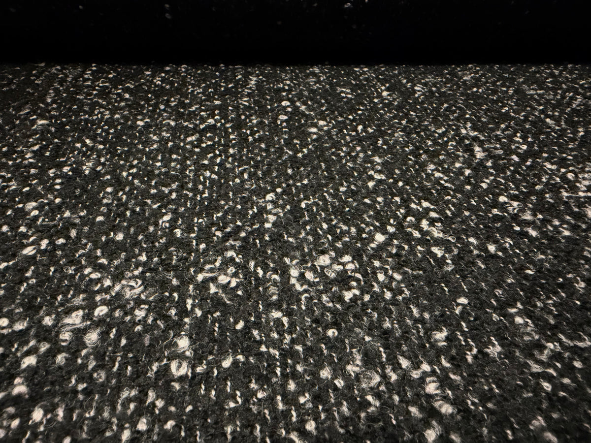 Heavyweight wool bouclé fabric, per metre - melange - black & dove grey