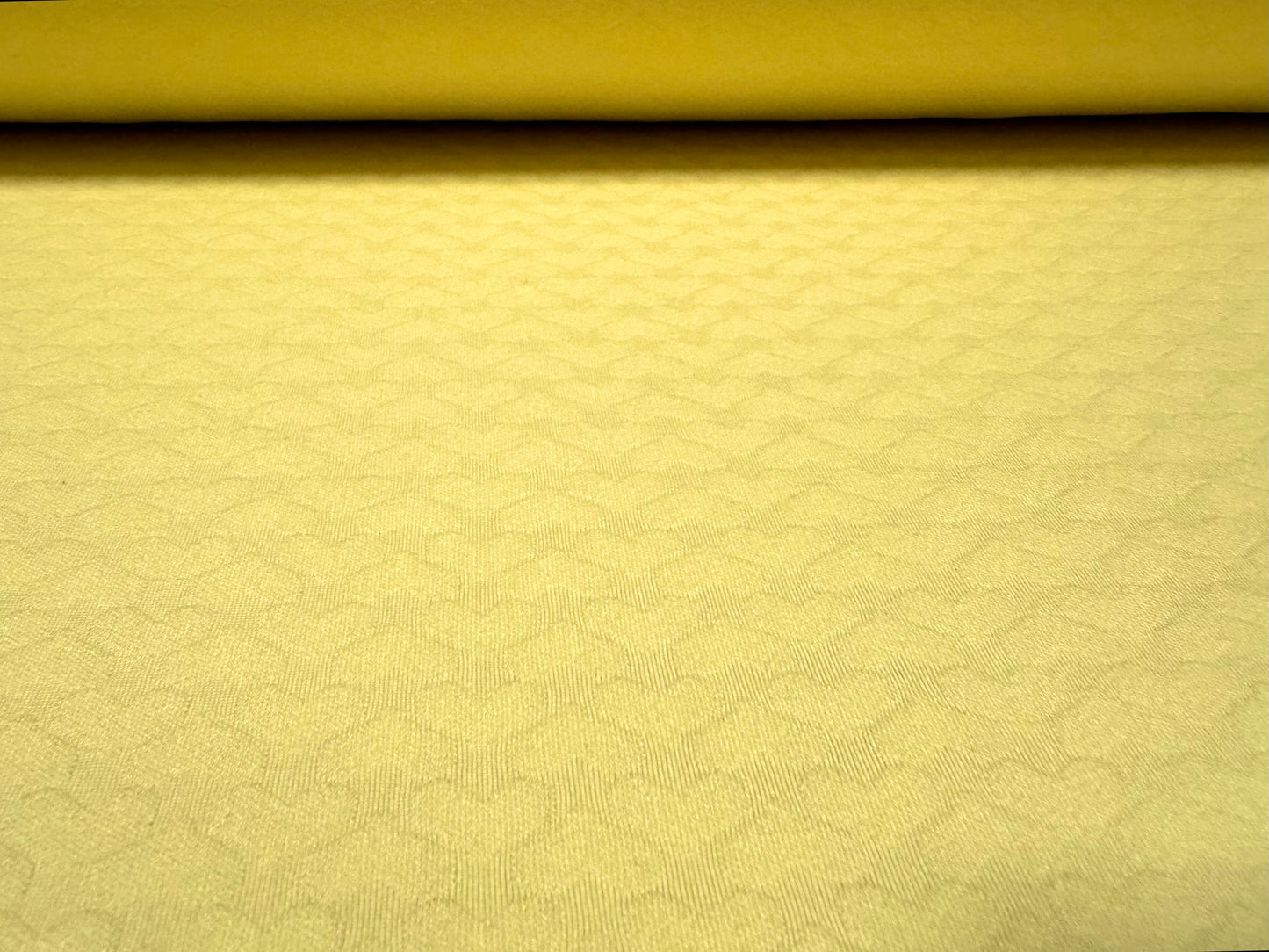 Stretch double jersey fashion fabric, per metre - loveheart jacquard - lemon