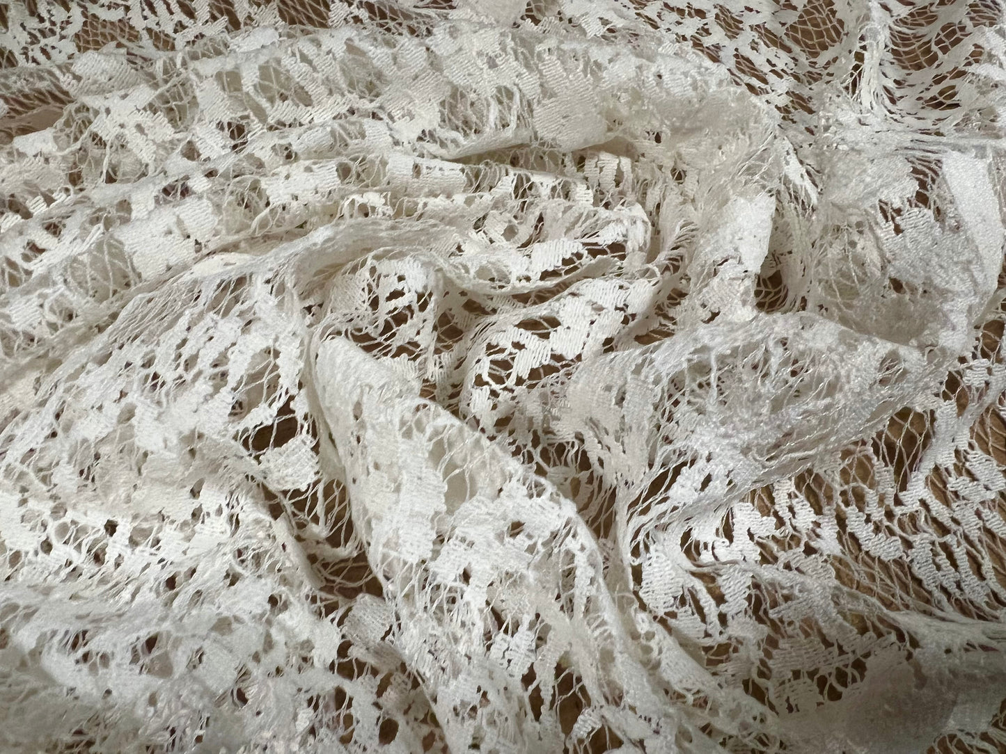 Cotton lace dress fabric, per metre - floral mosaic - ivory