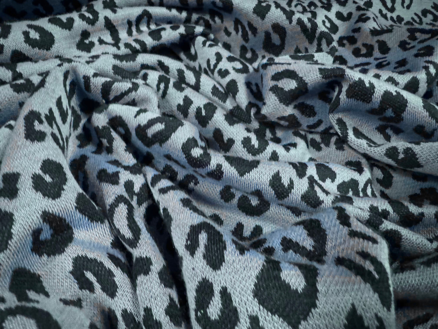 Double jersey knitwear fabric, per metre - cheetah animal print - pale periwinkle