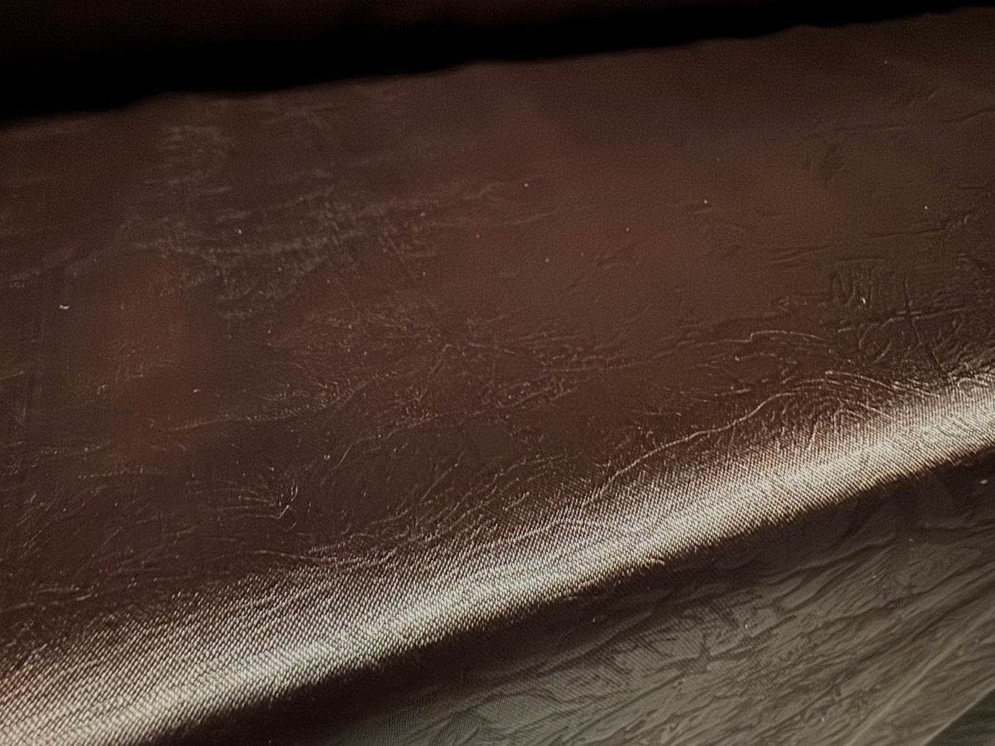 Silky Stretch satin dress fabric, per metre - Leather look - dark brown