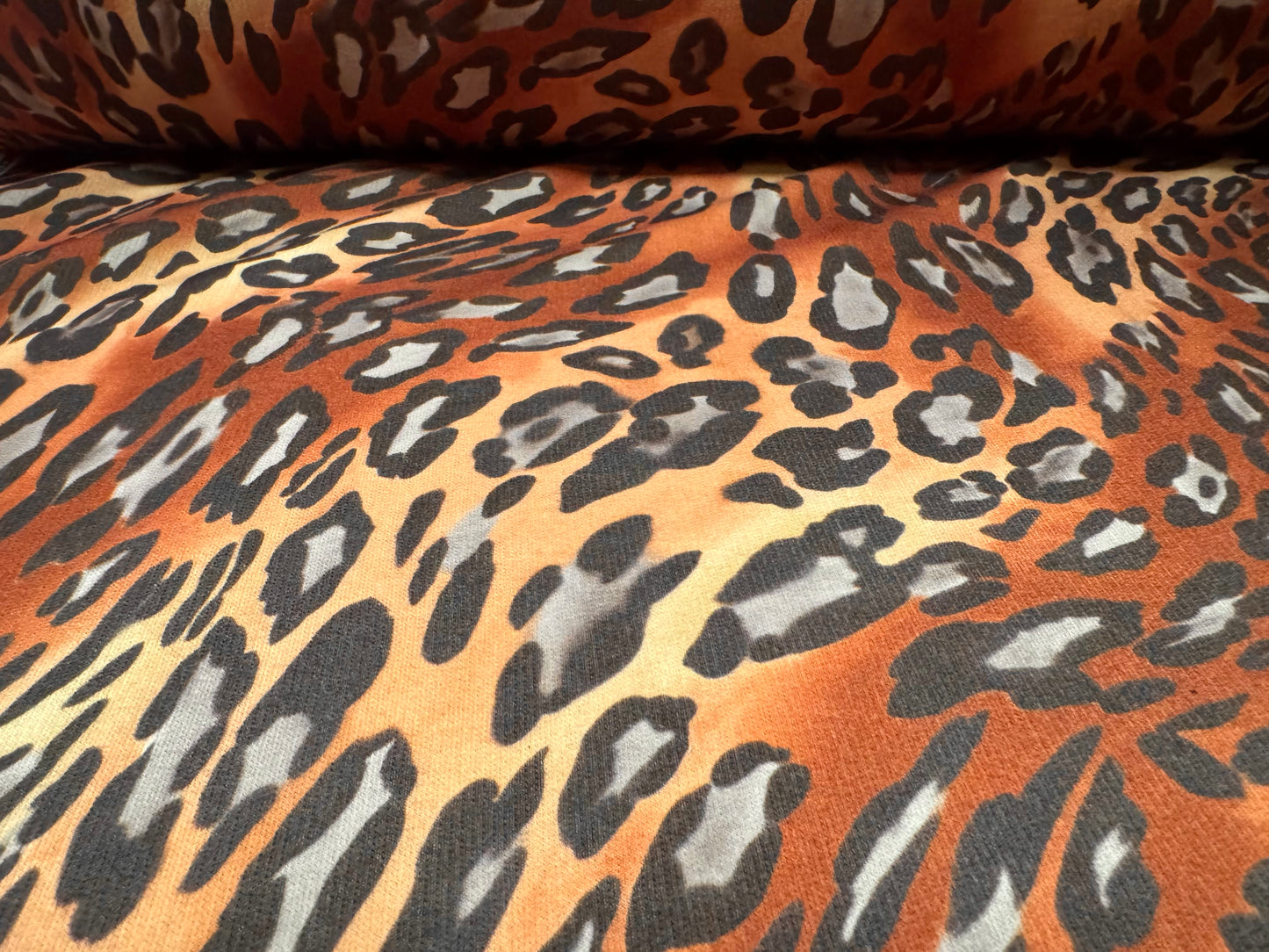 French Terry loopback sweatshirt jersey fabric, per metre - animal swirl print - brown & honey