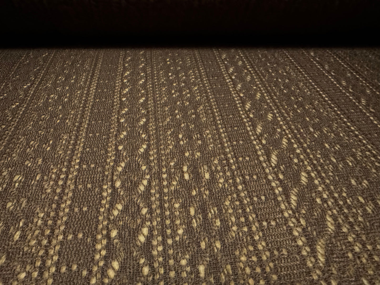 Soft handle crochet lace knit fabric, per metre - floral design - dark brown