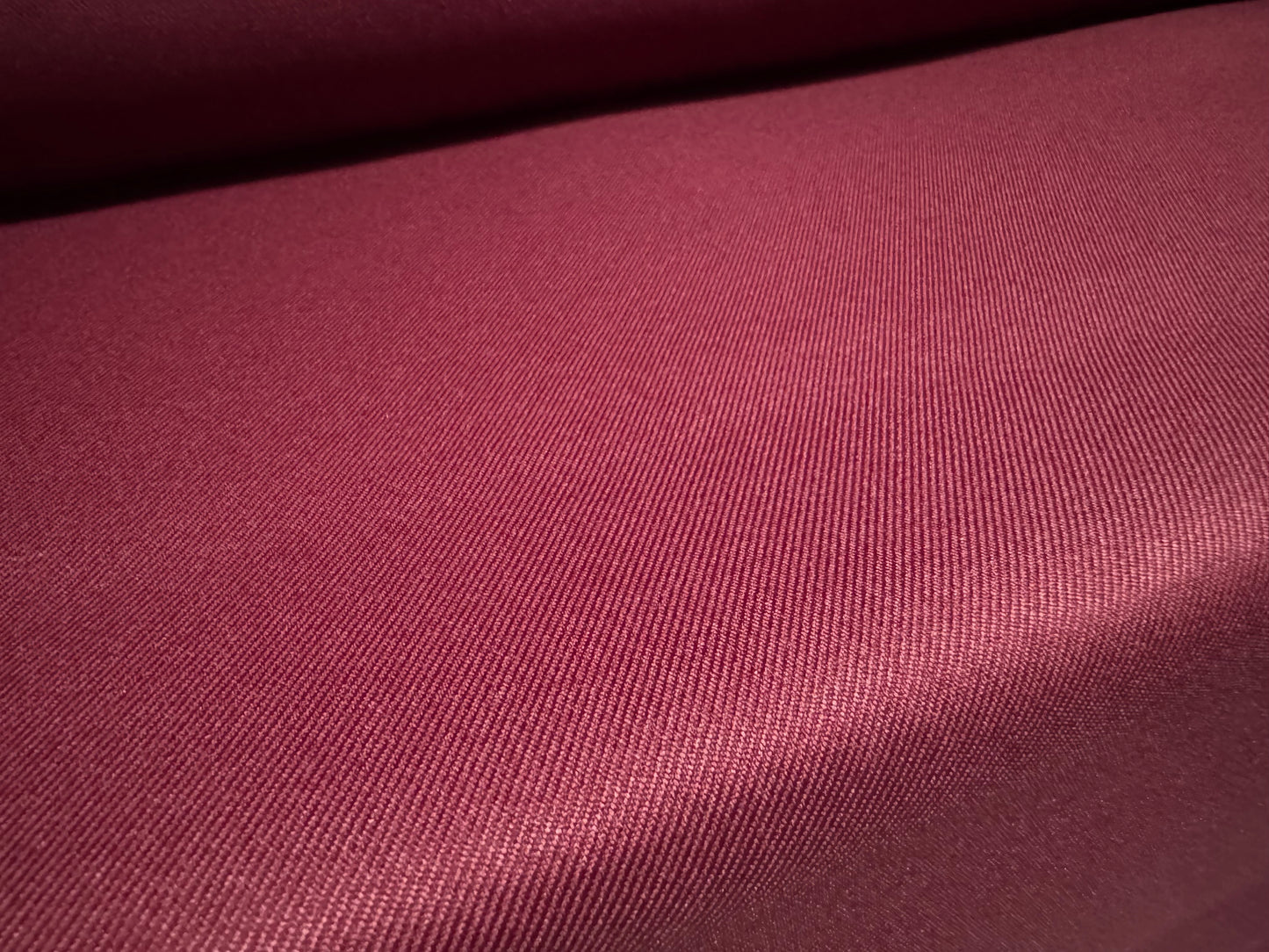 Plain weave twill trouser weight fabric, per metre - burgundy
