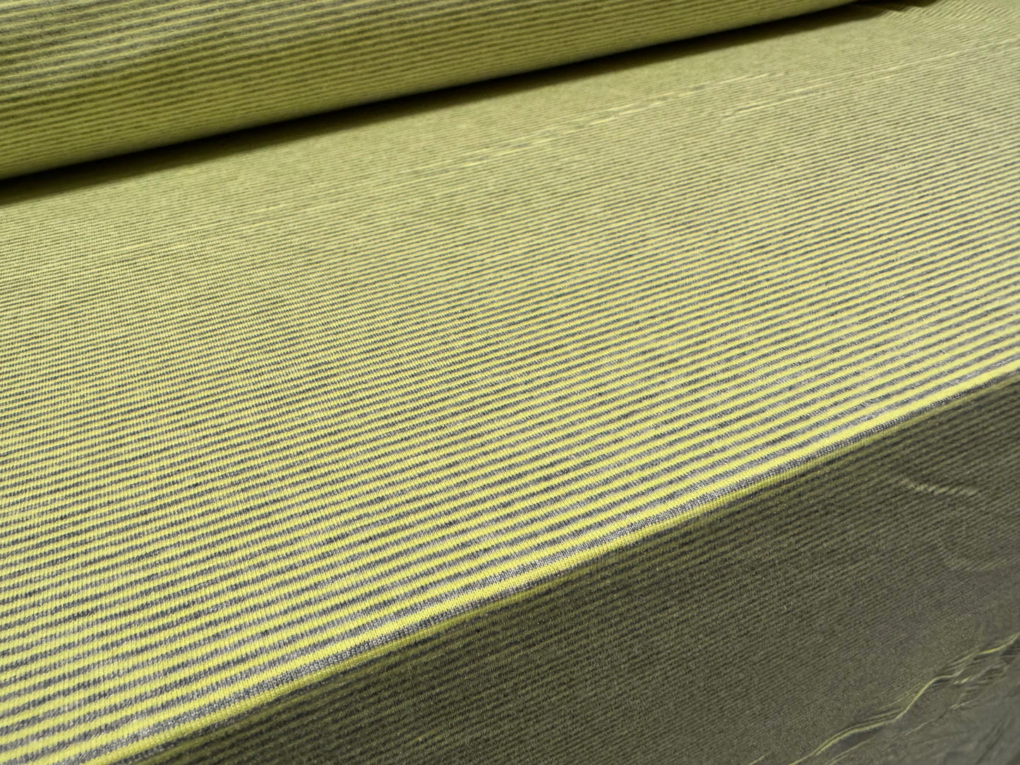 Viscose spandex stretch single jersey fabric, per metre - pinstripe - gooseberry green