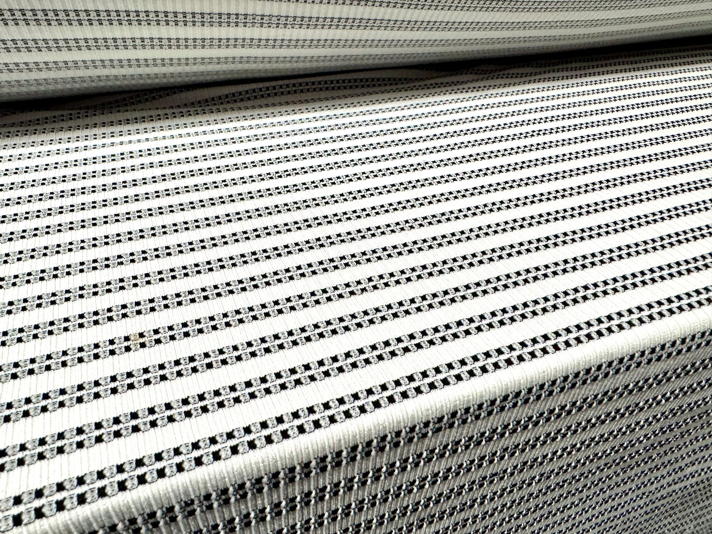 Stretch Spandex rib jersey fabric, per metre - geometric stripe - black & white
