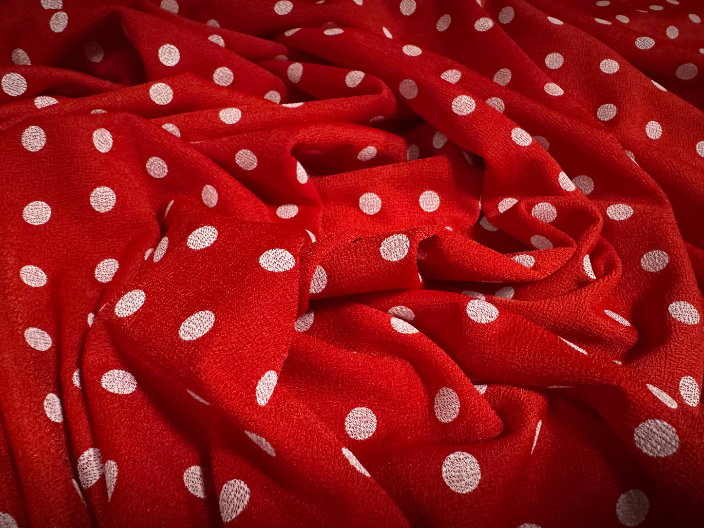 Valentino crepe stretch spandex jersey fabric - per metre - polka dot print - red & white