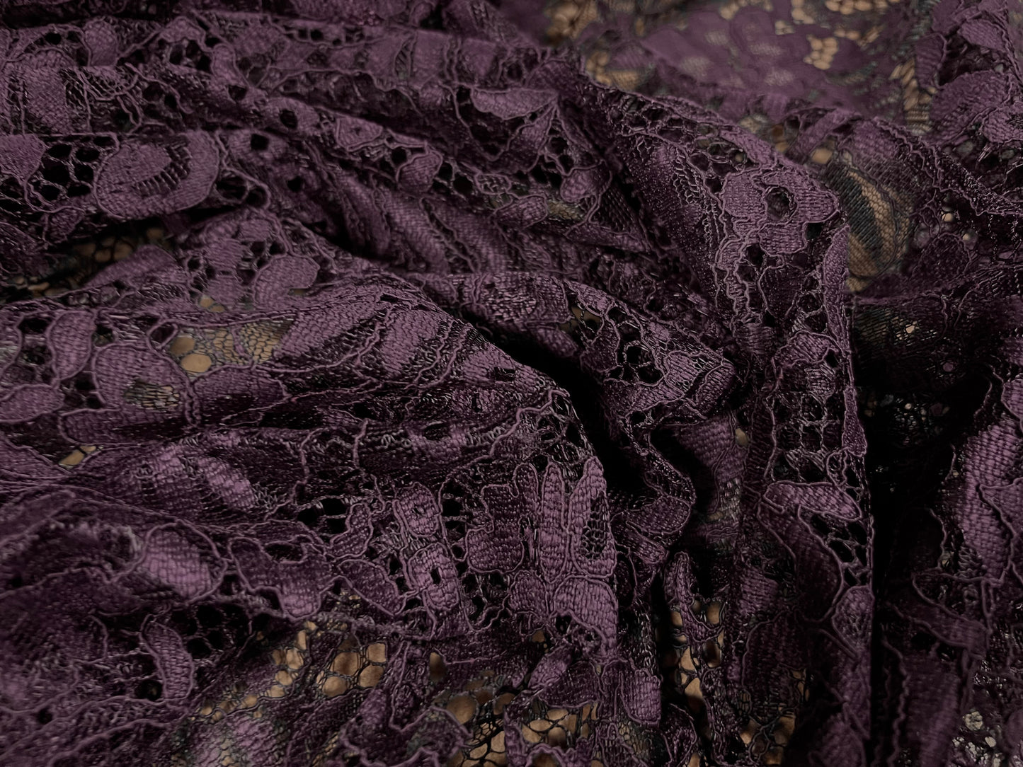 Metallic lace stretch spandex fabric, per metre - floral pleated stripe - black