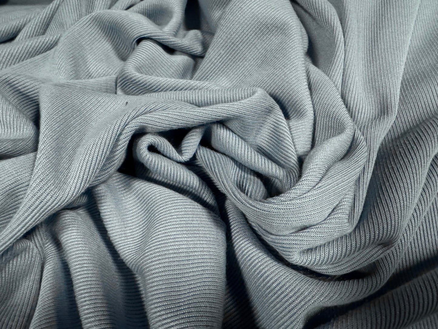 Soft handle fine rib jersey knit fabric, per metre - plain - powder blue