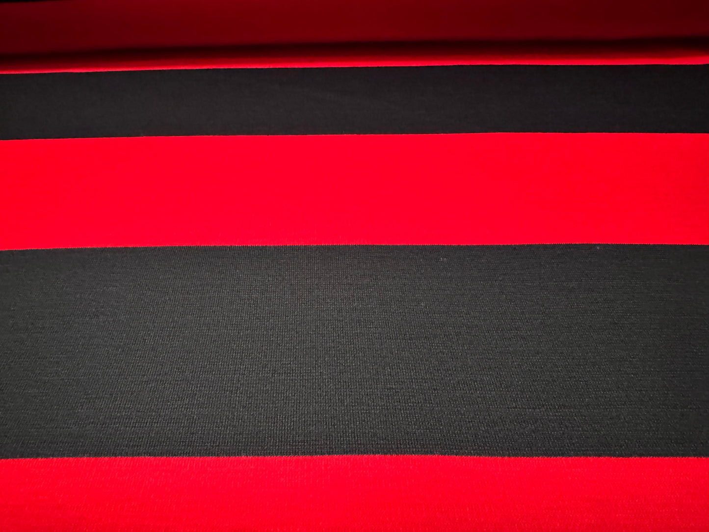 Knitwear jersey fabric, per metre - Rugby stripe - red & black