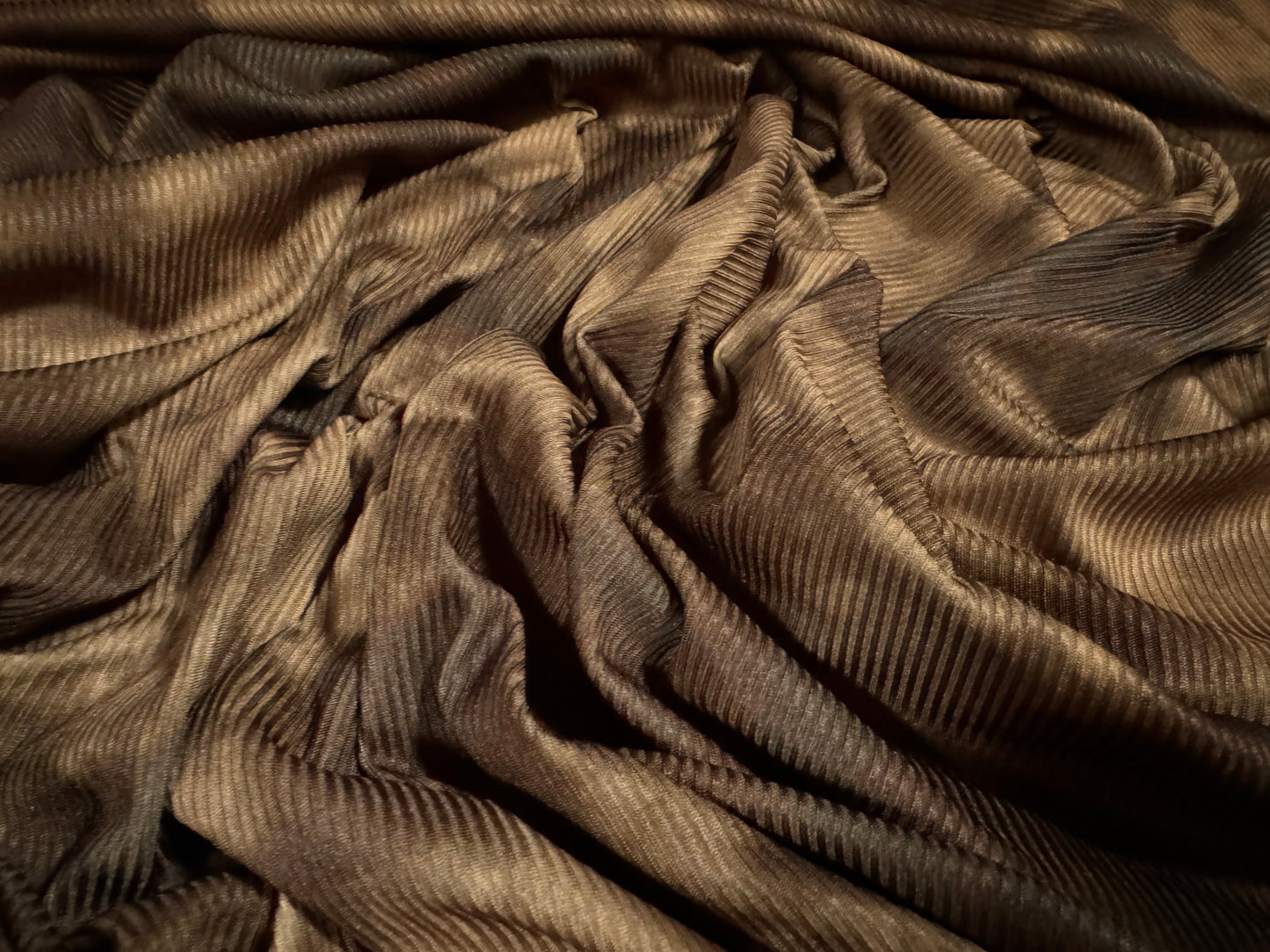 Stretch spandex fine ribbed jersey fabric, per metre - tie dye print - brown