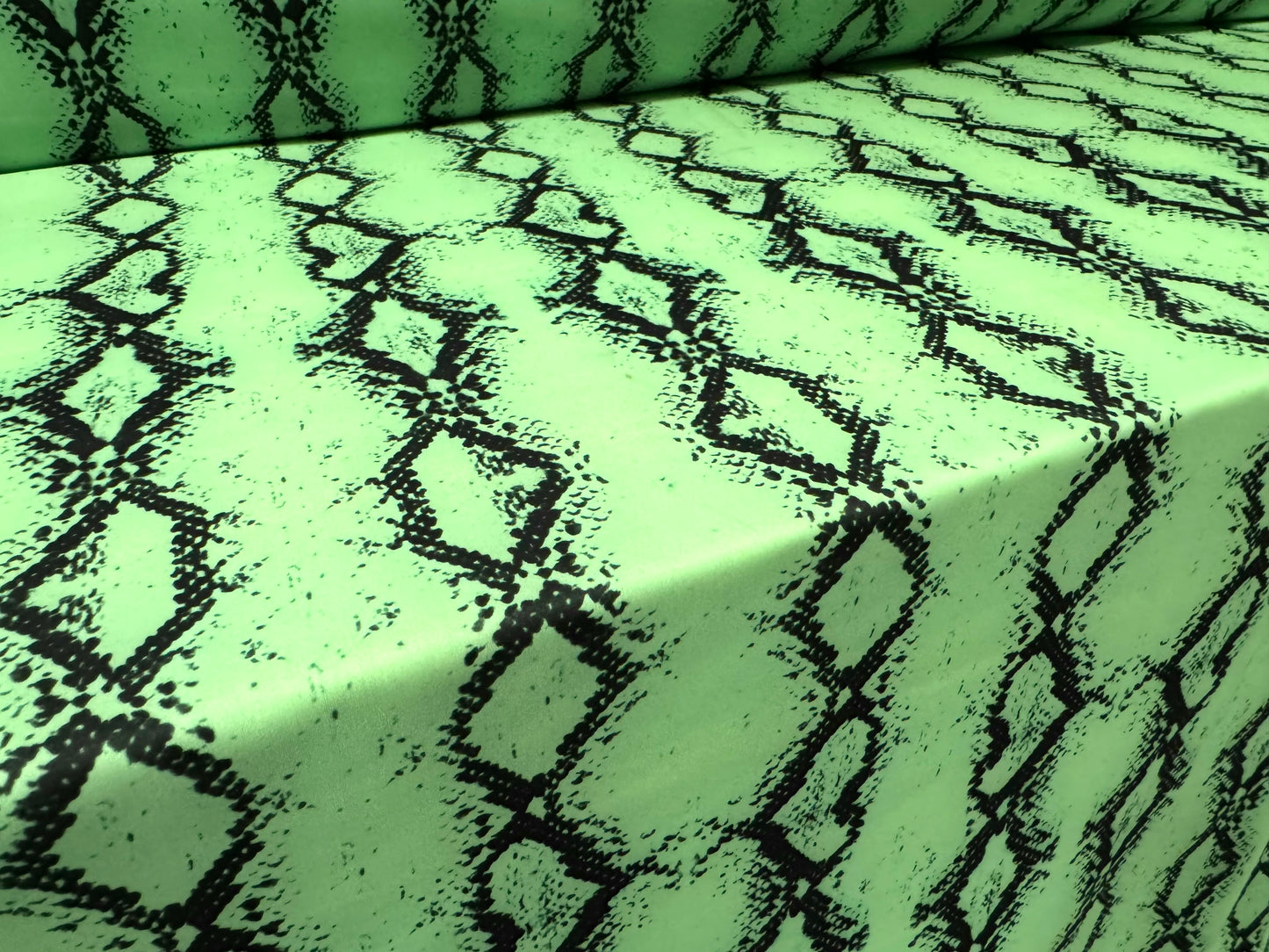 Matt swimwear stretch spandex jersey fabric, per metre - snakeskin print - mint green