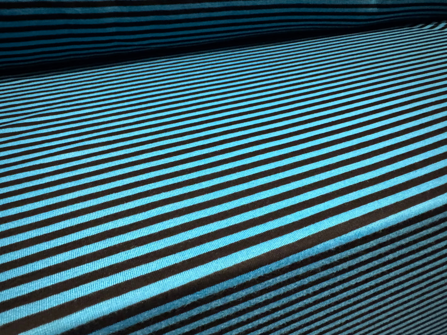 Viscose single jersey fashion fabric, per metre - stripe - blue & black