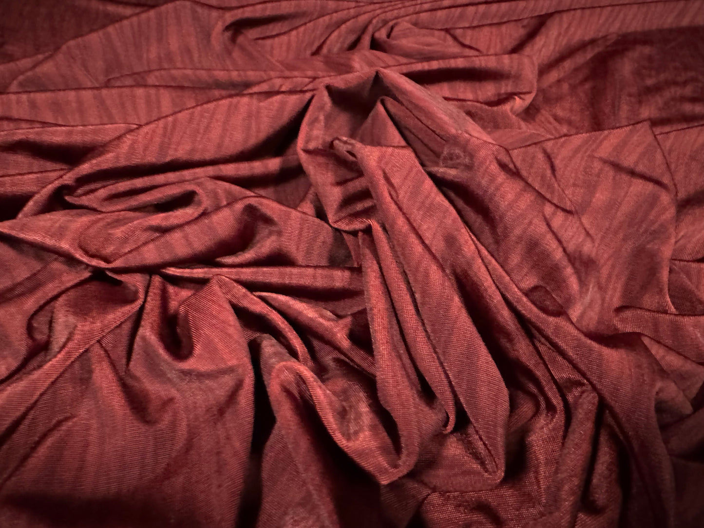 Disco stretch spandex jersey fashion fabric, per metre - ripple print - maroon