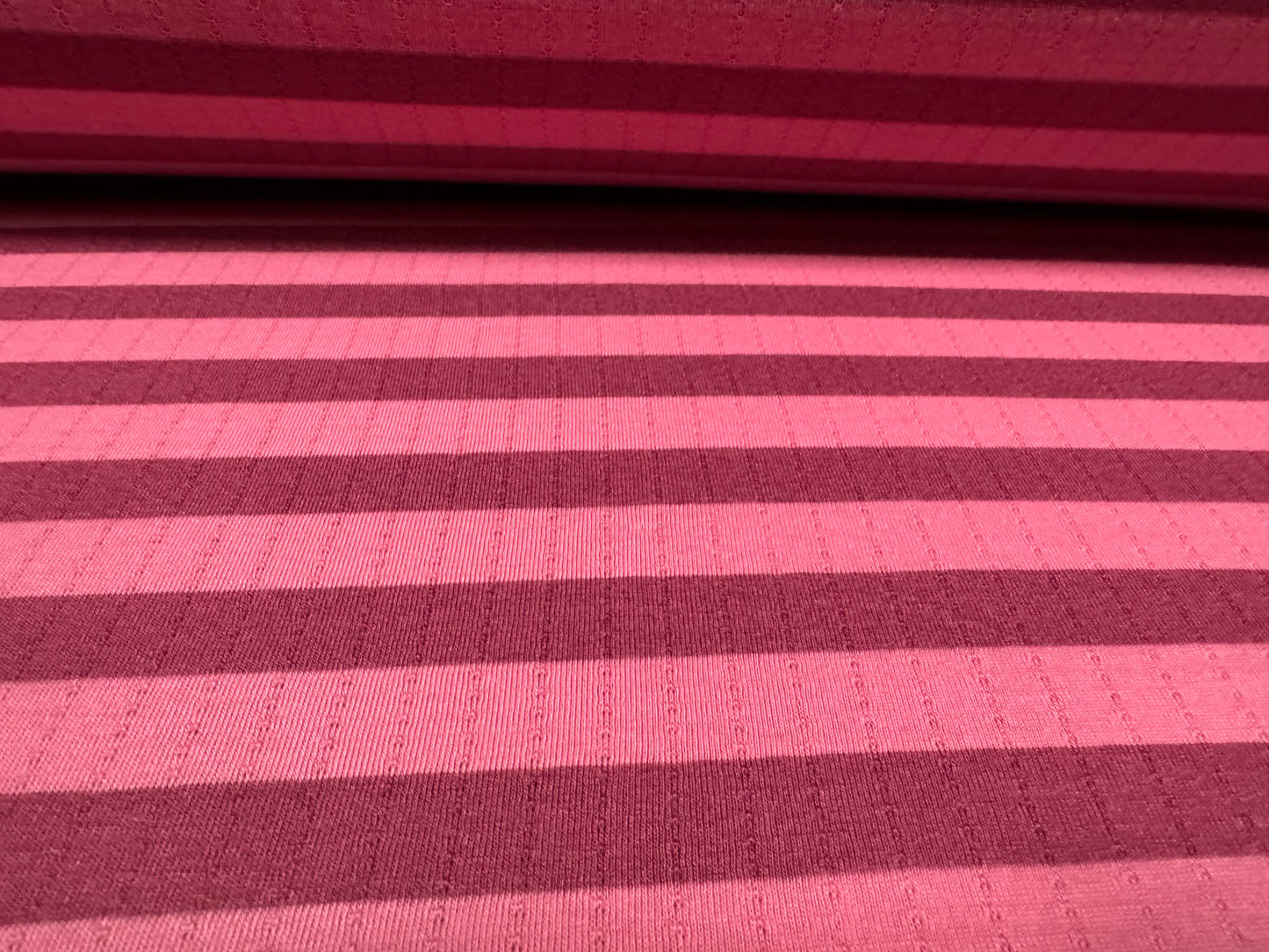 Viscose blend single jersey fabric, per metre - jacquard stripe - dark pink