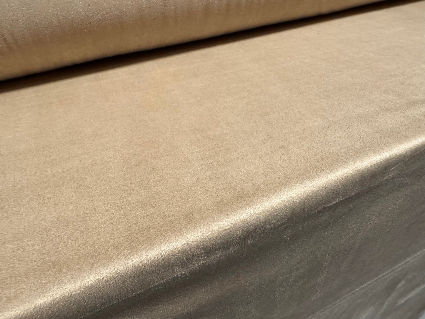 Faux suede stretch spandex jersey fabric, per metre - plain - Minster Stone