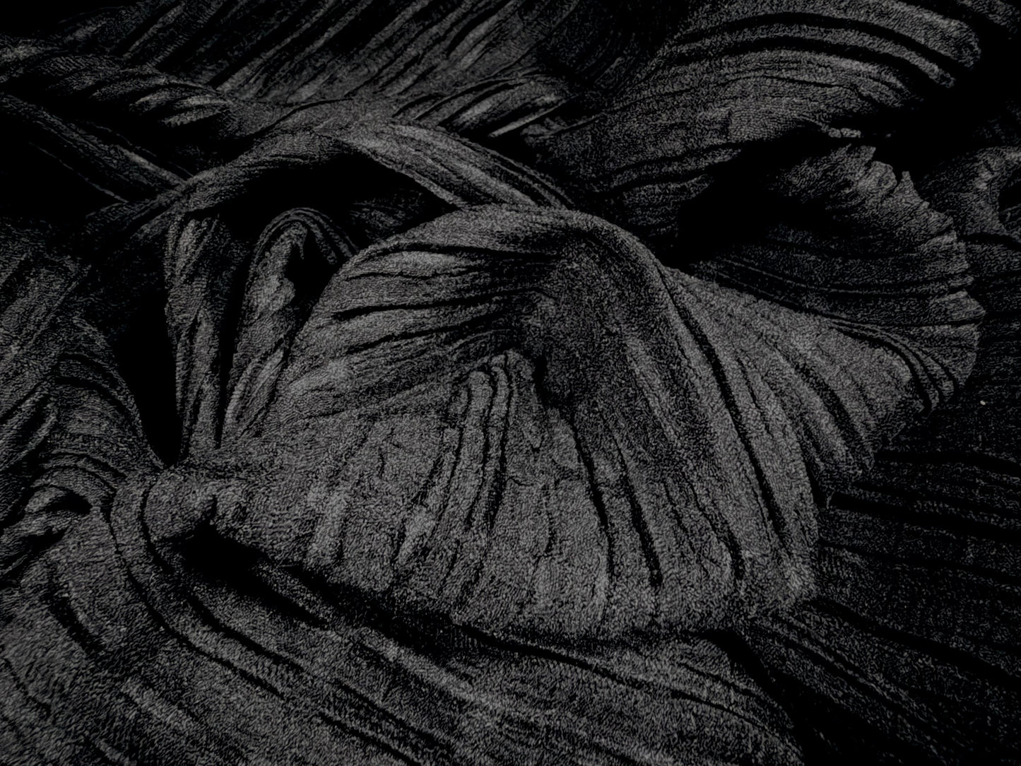 Stretch spandex jersey fabric, per metre - ruched chenille check - black